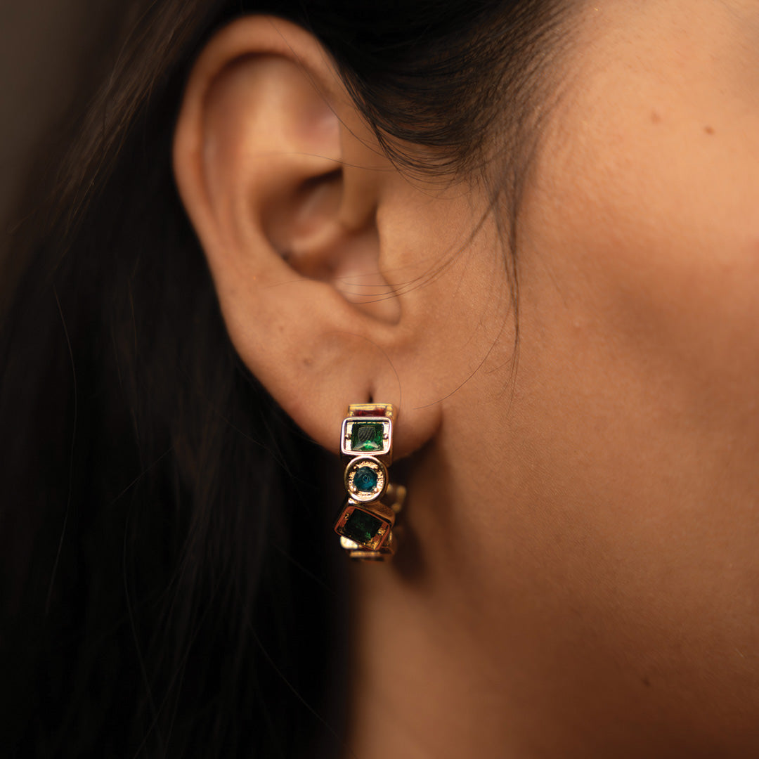 Multicolor Mosaic Hoops