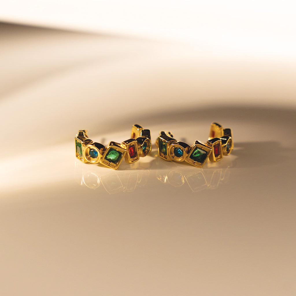 Multicolor Mosaic Hoops